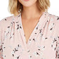 Charter Club Women's Printed V-Neck Top Pink Size X-Small