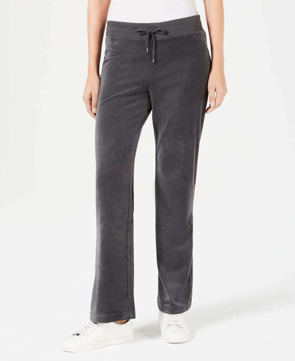 Charter Club Women's Velour Pull-On Pants Gray Size X-Large