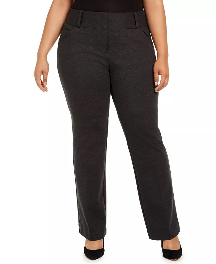 Alfani Women's Plus Size Mid-Rise Pants Dark Gray Size 22W
