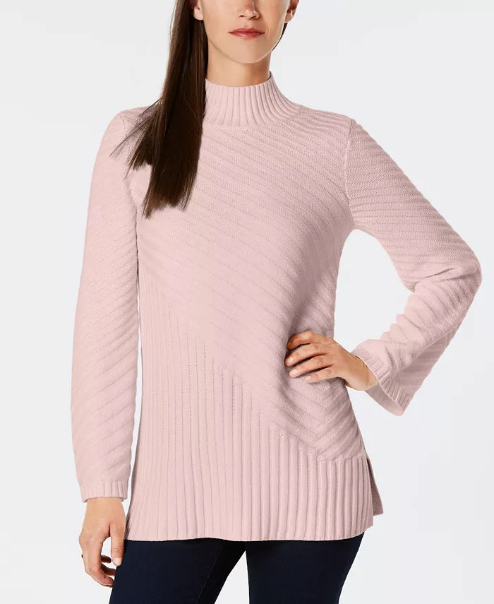 Charter Club Women's Mixed Stitch Knit Sweater Pink Size Large