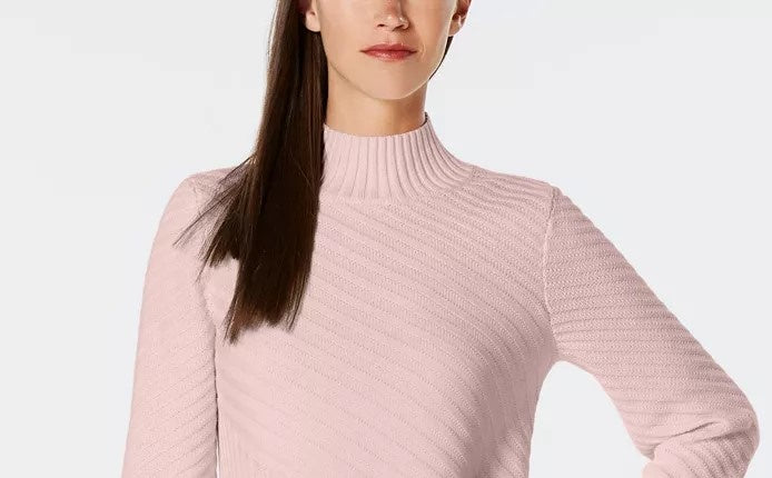 Charter Club Women's Mixed Stitch Knit Sweater Pink Size Large