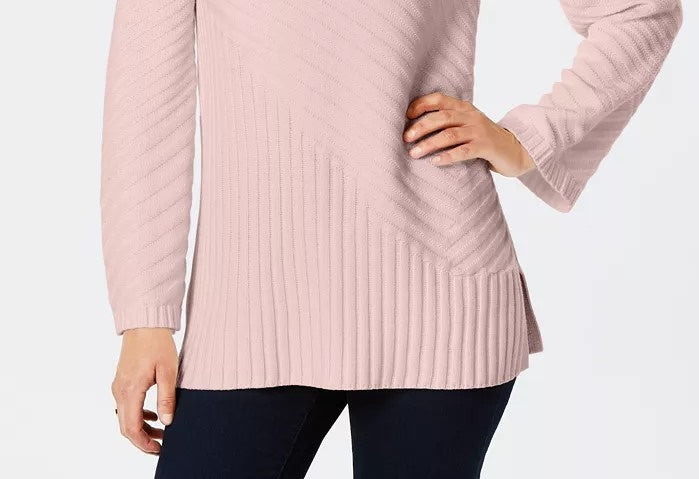 Charter Club Women's Mixed Stitch Knit Sweater Pink Size Large