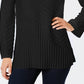 Charter Club Women's Patterned Mock Turtleneck Sweater Black Size Petite Medium