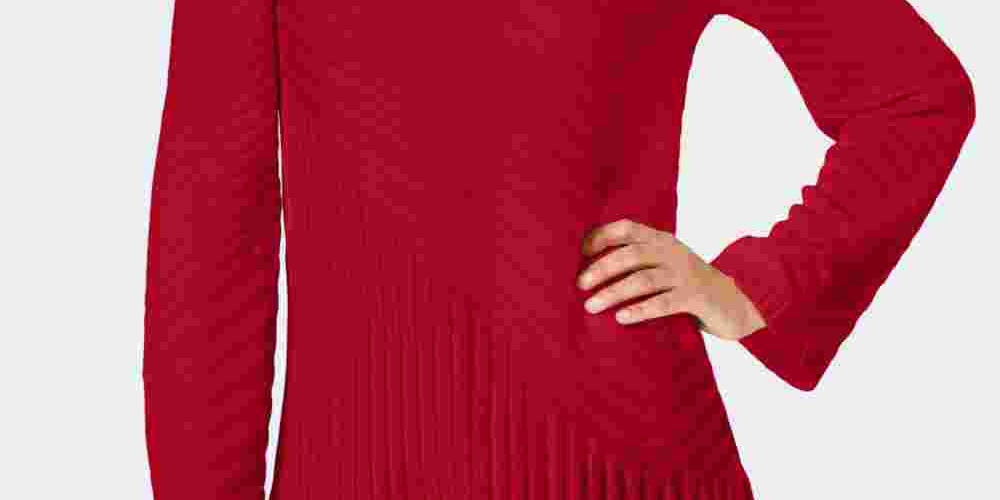 Charter Club Women's Textured Solid Long Sleeve Mock Sweater Red Size Petite Small