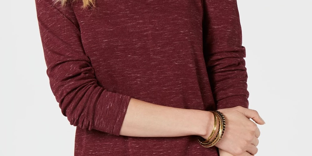 Style & Co Women's Long Sleeve T-Shirt Purple Size X-Large