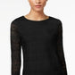 Charter Club Women's Petite Lace 3/4-Sleeve Top Black Size  Medium