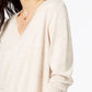 Maison Jules Women's Cotton V Neck Tunic Sweater Heather Fleck Beige Size Large
