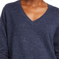 Maison Jules Women's Cotton V Neck Tunic Sweater  Blue Size Small