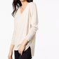 Maison Jules Women's Cotton V Neck Tunic Sweater Gray Size Small