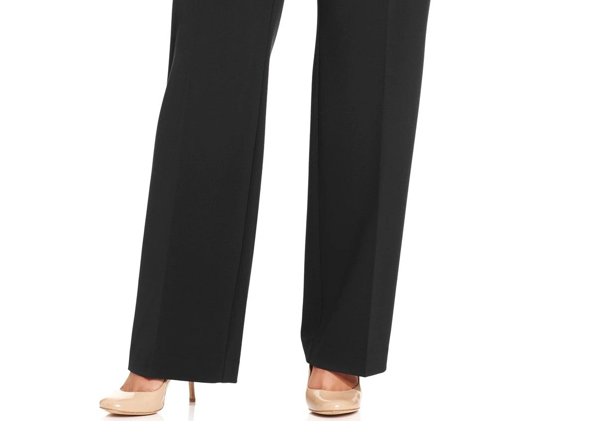 JM Collection Women's Curvy Fit Straight Leg Pants Black Size 18W