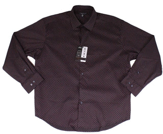 Alfani Men's Pattern Geometric Prints Collar Spread Dress Shirt Black Size 17.5X36-37