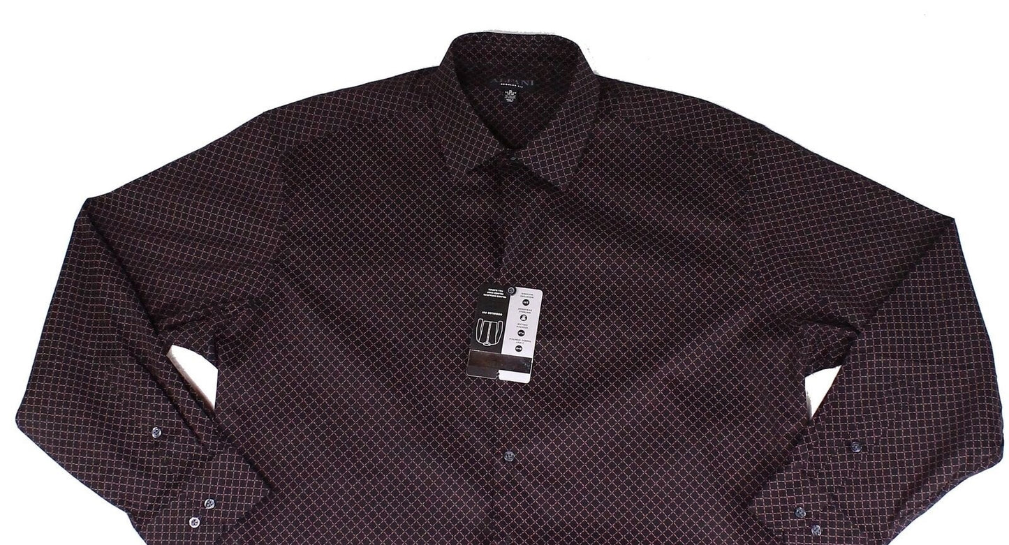 Alfani Men's Pattern Geometric Prints Collar Spread Dress Shirt Black Size 17.5X36-37