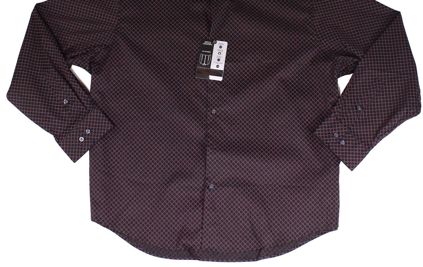 Alfani Men's Pattern Geometric Prints Collar Spread Dress Shirt Black Size 17.5X36-37