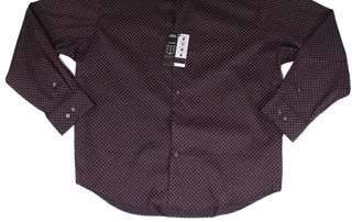 Alfani Men's Pattern Geometric Prints Collar Spread Dress Shirt Black Size 17.5X36-37