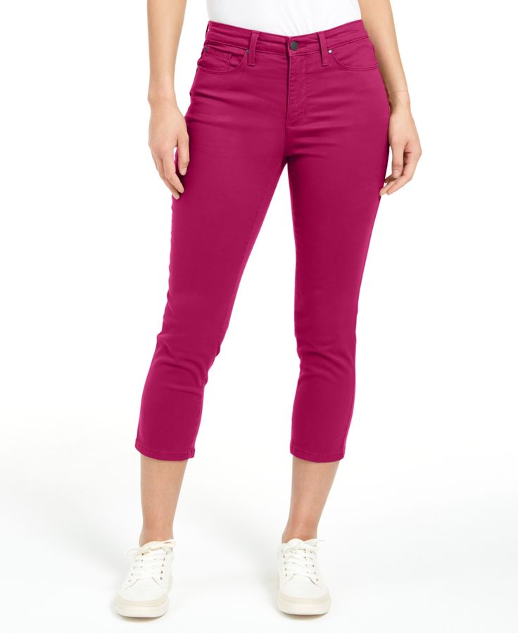 Charter Club Women's Tummy Control Bristol Capri Jeans Pink Size 8