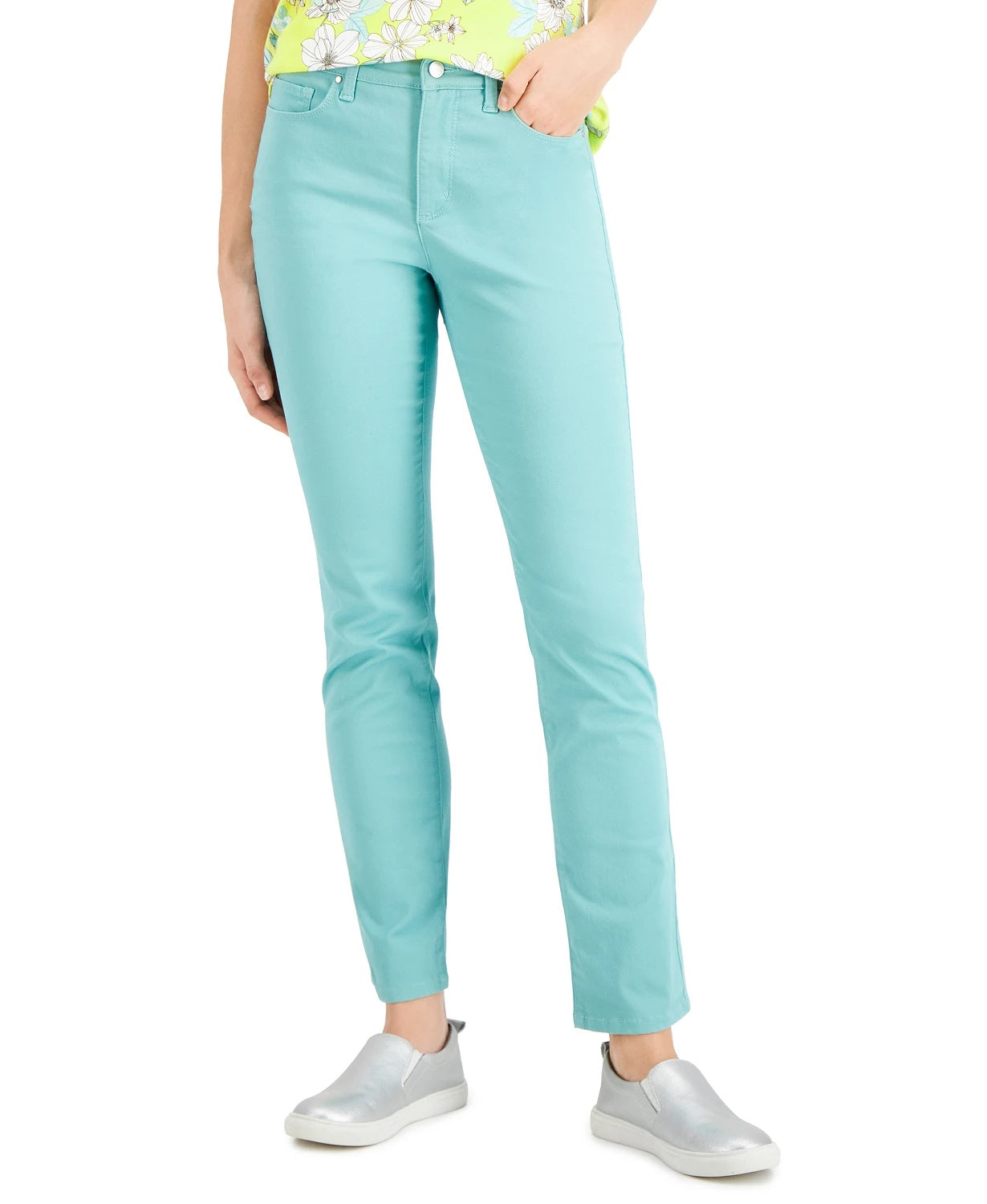 Charter Club Women's Lexington Tummy Control Straight-Leg Jeans Green Size 4