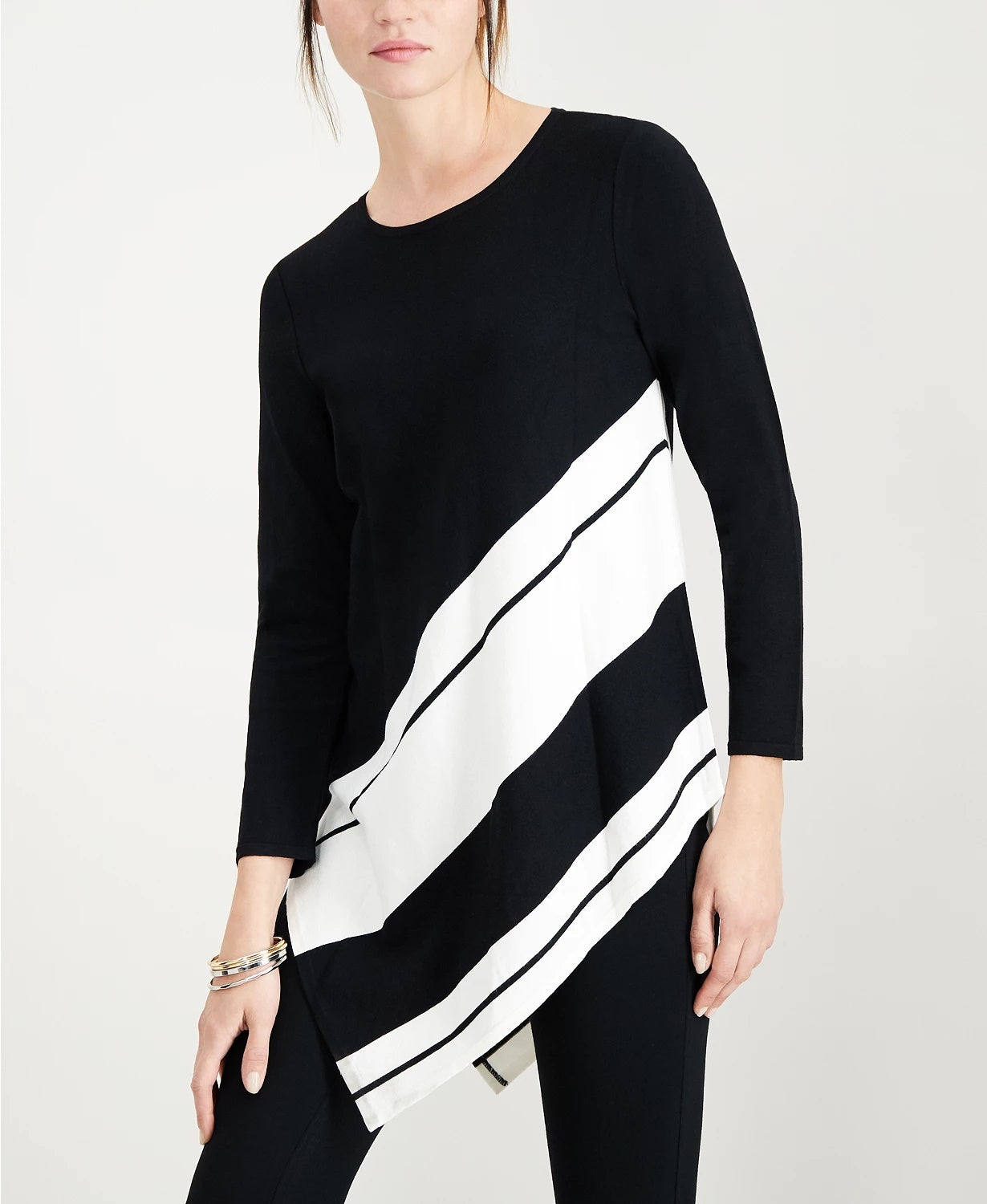 Alfani Women's Asymmetrical Knit Sweater Black Size X-Large