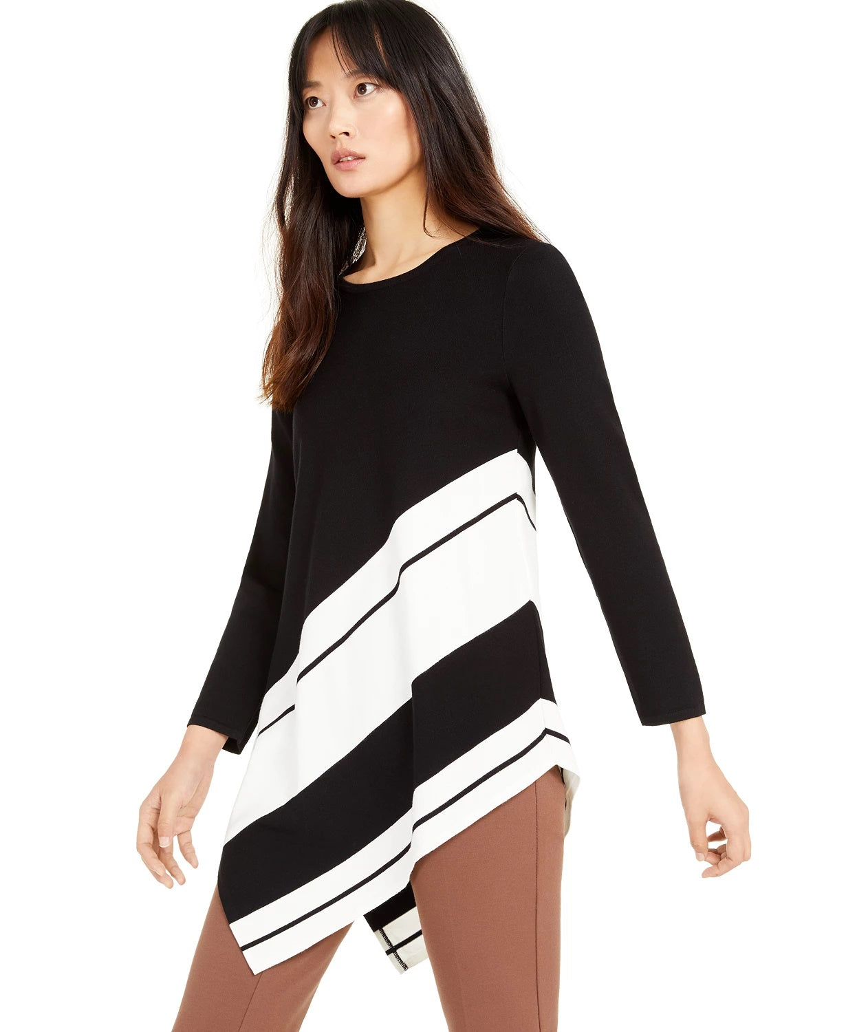 Alfani Women's Asymmetrical Knit Sweater Black Size X-Large