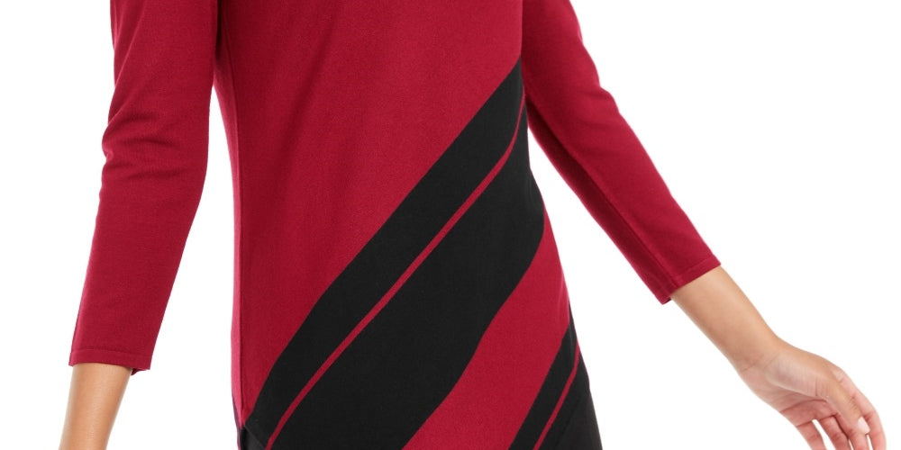 Alfani Women's Striped Asymmetrical Tunic Red Size Petite Medium