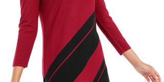 Alfani Women's Striped Asymmetrical Tunic Red Size Petite Medium