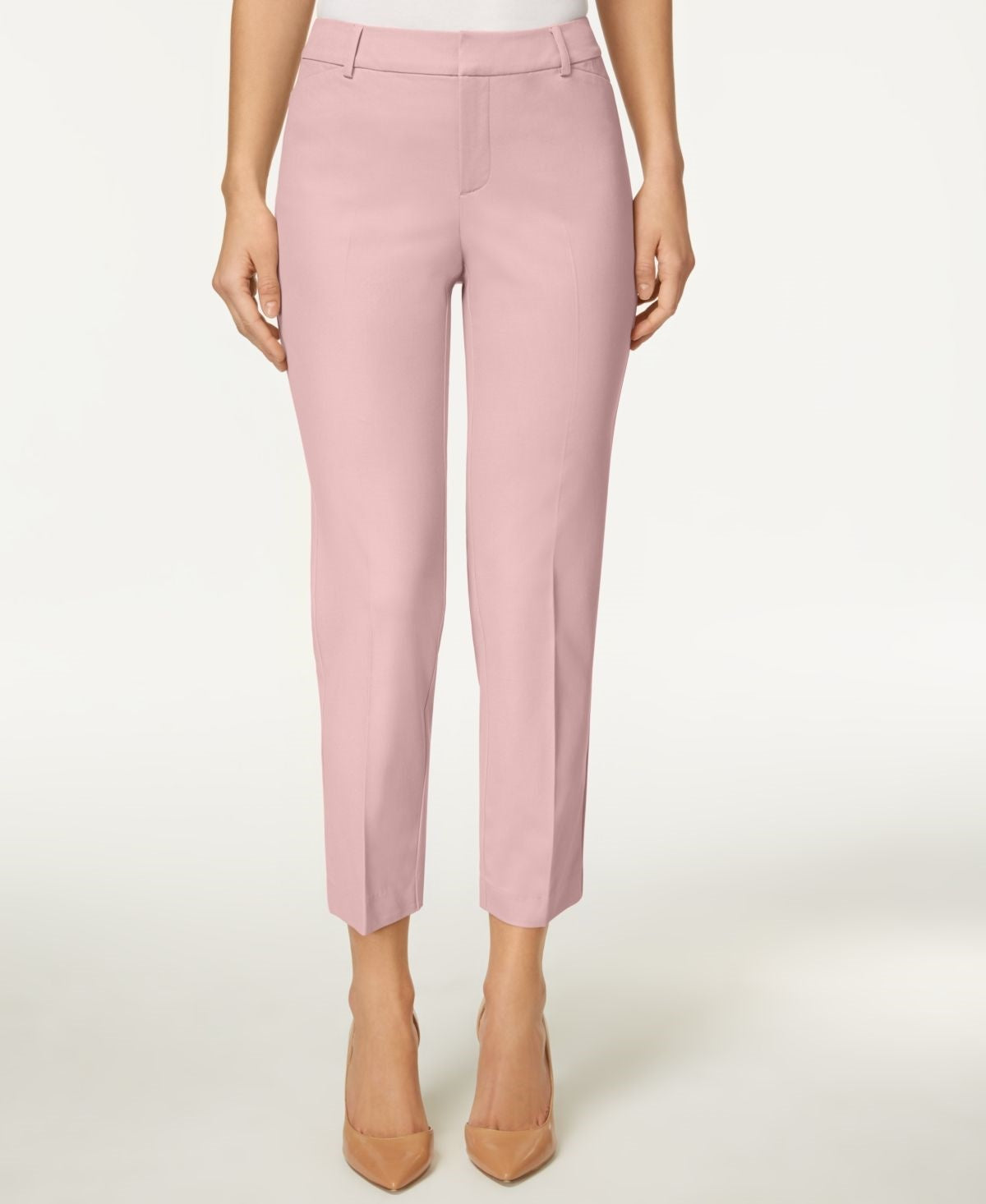 Charter Club Women's Newport Tummy-Control Cropped Pants Pink Size 16