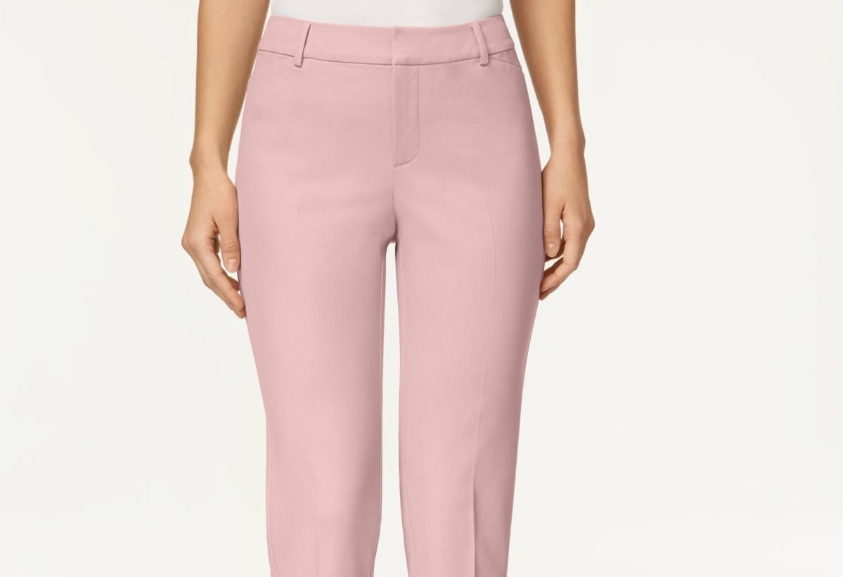 Charter Club Women's Newport Tummy-Control Cropped Pants Pink Size 16