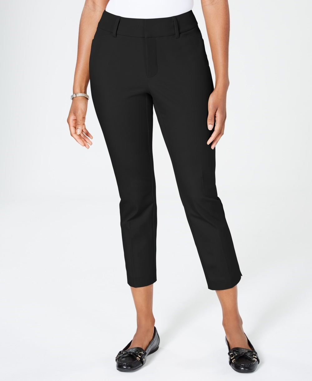 Charter Club Women's Petite Newport Tummy-Control Cropped Pants Black Size 14P