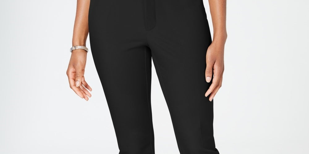 Charter Club Women's Petite Newport Tummy-Control Cropped Pants Black Size 14P