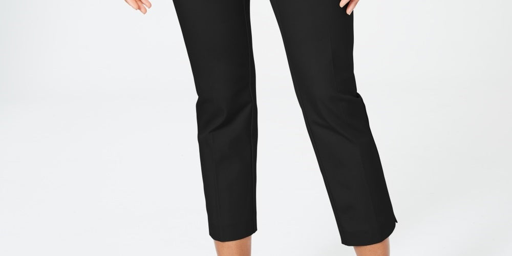 Charter Club Women's Petite Newport Tummy-Control Cropped Pants Black Size 14P