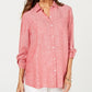 Charter Club Women's Linen Utility Shirt Red Size X-Large
