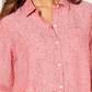Charter Club Women's Linen Utility Shirt Red Size X-Large