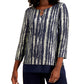 JM Collection Women's Metallic O-Ring Keyhole Top Blue Size Small