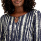 JM Collection Women's Metallic O-Ring Keyhole Top Blue Size Small