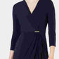 Charter Club Women's Hardware Faux Wrap Dress Blue Size Small