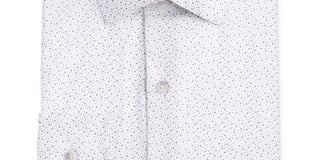 Bar III Men's Polka Dot Collared Semi Fitted Fit Stretch Dress Shirt White Size 14.5X32-33