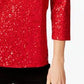 INC International Concepts Women's Sequined Cold-Shoulder Top Dark Red Size X-Small