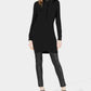 Bar III Women's Black Hooded Long Sleeve Crew Neck Tunic Sweater Black Size Small