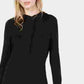 Bar III Women's Black Hooded Long Sleeve Crew Neck Tunic Sweater Black Size Small