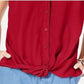 INC International Concepts Women's Twist Front Button Up Top Red Size Petite X-Large