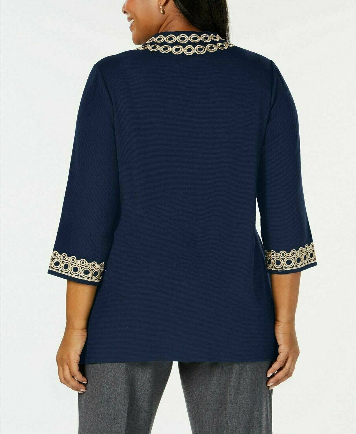 Charter Club Women's Lace-Trim Tunic Top Blue Size Small