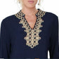 Charter Club Women's Lace Trim Tunic Top Blue Size X-Large