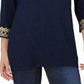 Charter Club Women's Lace Trim Tunic Top Blue Size X-Large