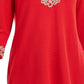 Charter Club Women's 3/4 Sleeve Textured Tunic Red Size Petite Medium