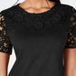Charter Club Women's Cotton Lace Embellished T-Shirt  Black Size Medium