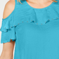 JM Collection Women's Ruffled Off The Shoulder Top Blue Size Medium