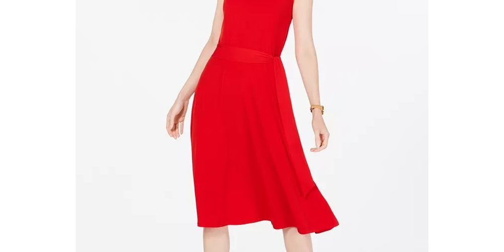 Charter Club Women's Tie Waist Midi Dress Red Size XX-Large