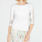 Charter Club Women's Crochet-Inset Top White Size Large