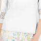 Charter Club Women's Crochet Inset Top White Size X-Small