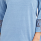 Charter Club Women's Petite Crochet-Sleeve Top Blue Petite X-Large