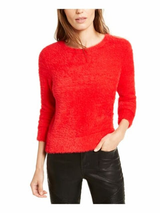 Bar III Women's Eyelash-Finish Sweater Red Size Large